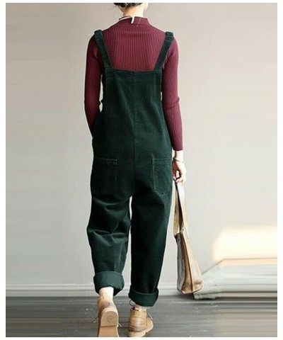 Womens Straight Leg Corduroy Overalls Jumpsuit Romper with Adjustable straps 1-green $14.75 Overalls