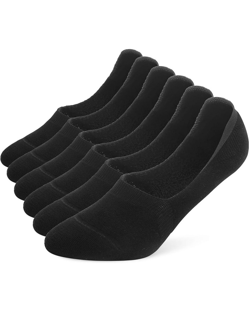 6 Pairs Unisex Thick Cushion Athletic Cotton Non Slip Low Cut Flat Liner No Show Socks C02-black $11.04 Socks