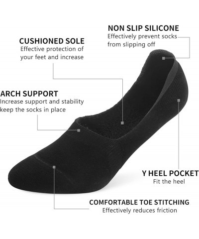 6 Pairs Unisex Thick Cushion Athletic Cotton Non Slip Low Cut Flat Liner No Show Socks C02-black $11.04 Socks