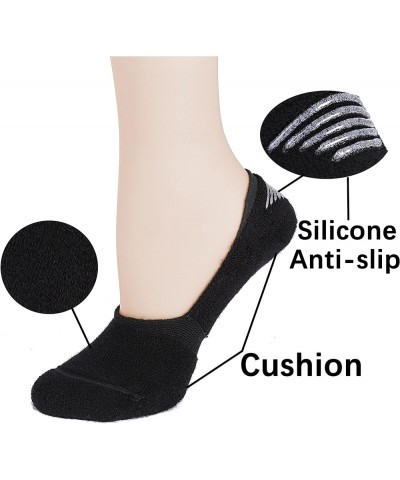 6 Pairs Unisex Thick Cushion Athletic Cotton Non Slip Low Cut Flat Liner No Show Socks C02-black $11.04 Socks