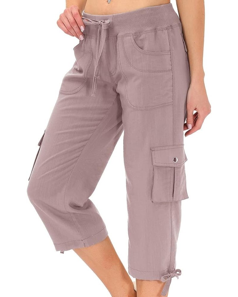 Womens Capris with Pockets Loose Fit Casual Capri Pants Dressy Lightweight Ladies Baggy Cargo Pants for Hiking Pink $24.50 Pants