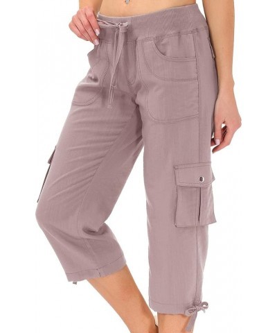 Womens Capris with Pockets Loose Fit Casual Capri Pants Dressy Lightweight Ladies Baggy Cargo Pants for Hiking Pink $24.50 Pants