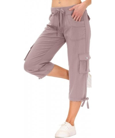 Womens Capris with Pockets Loose Fit Casual Capri Pants Dressy Lightweight Ladies Baggy Cargo Pants for Hiking Pink $24.50 Pants