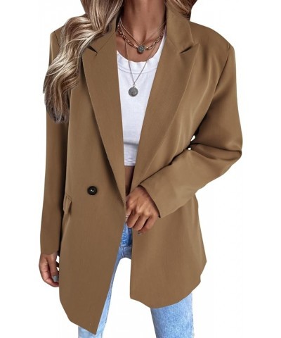 Womens Oversized Blazers Casual Open Front Long Sleeve Lapel Solid Color Button Work Office Business Blazer Jacket Brown $27....