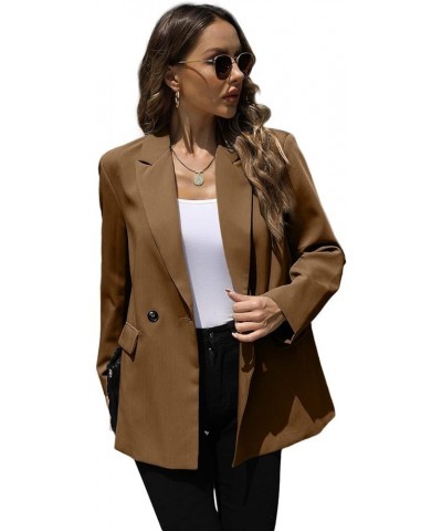 Womens Oversized Blazers Casual Open Front Long Sleeve Lapel Solid Color Button Work Office Business Blazer Jacket Brown $27....