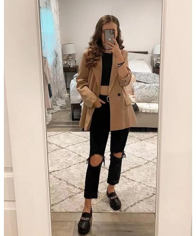 Womens Oversized Blazers Casual Open Front Long Sleeve Lapel Solid Color Button Work Office Business Blazer Jacket Brown $27....