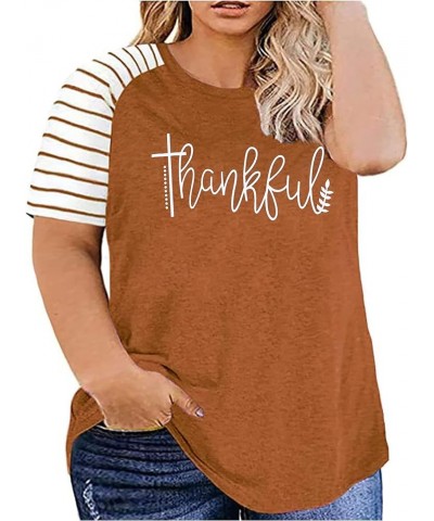 Plus Size Thanksgiving Tshirts Women Thankful Graphic Letter Print T-Shirt Casual Short Sleeve Tee Tops Orange001 $11.96 T-Sh...