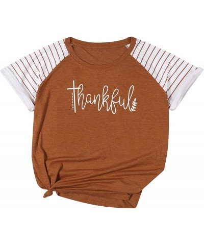 Plus Size Thanksgiving Tshirts Women Thankful Graphic Letter Print T-Shirt Casual Short Sleeve Tee Tops Orange001 $11.96 T-Sh...