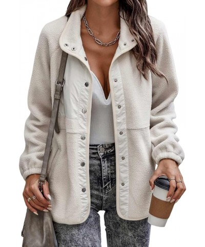 Women's Lapel Fleece Jackets Button Down Full Zip Polar Coats Soft Casual Loose Outwear for Fall Winter with Pockets Beige $8...