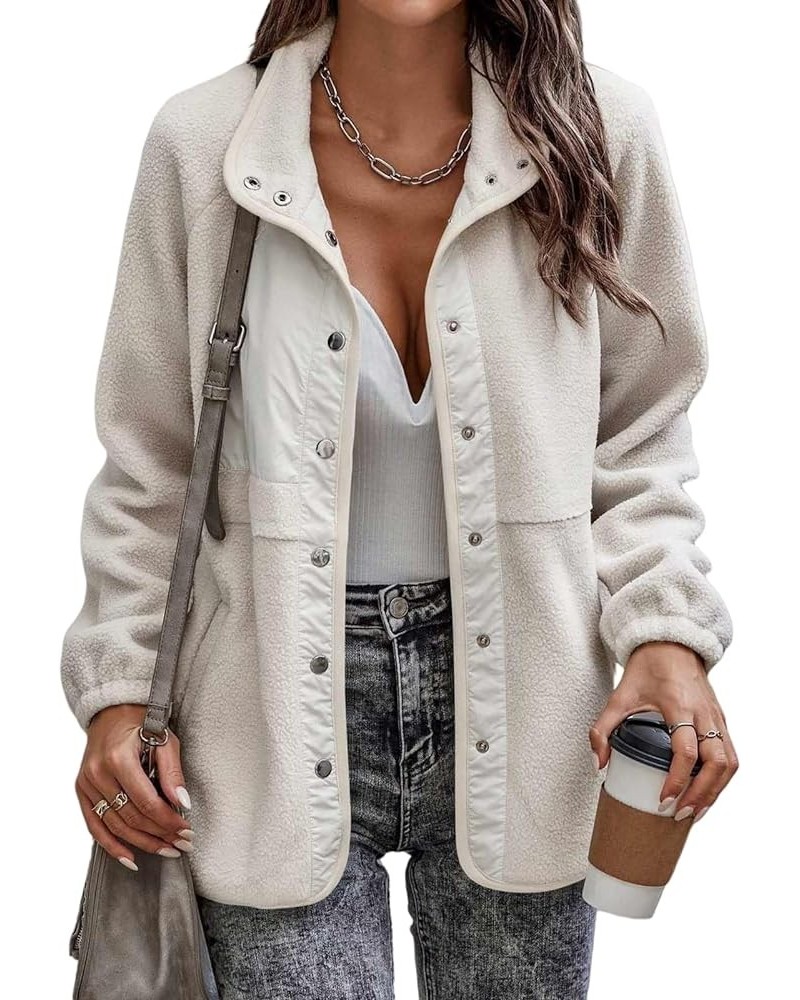 Women's Lapel Fleece Jackets Button Down Full Zip Polar Coats Soft Casual Loose Outwear for Fall Winter with Pockets Beige $8...