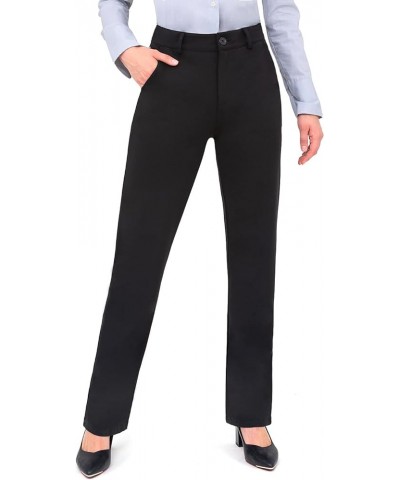 Dress Pants Women Work Business Pants Tummy Control Office Straight Leg Trousers High Waisted Ladies Slacks Petite 29" Inseam...