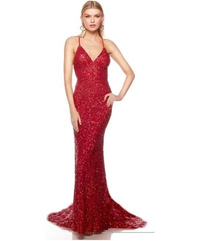 Women's Spaghetti Straps Sequin Prom Dresses Tight Long Mermaid 2024 Formal Evening Party Gowns Wine Red $34.56 Dresses