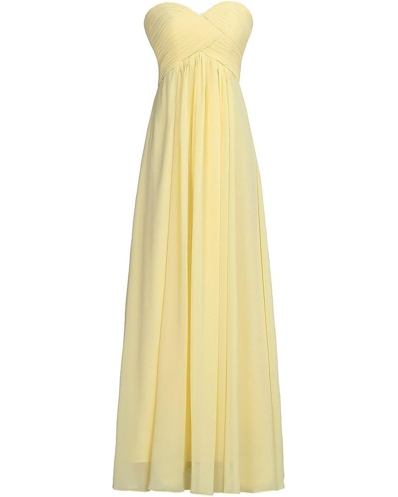 Sweetheart Pleats Long A Line Corset Formal Women Prom Bridesmaid Dresses Yellow $44.60 Dresses