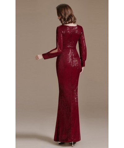 GORCENT V Neck Sequin Prom Dress with Sleeve Mermaid Trumpet Evening Dress Hight Waist Long Cocktail Dress for Women Peacock ...