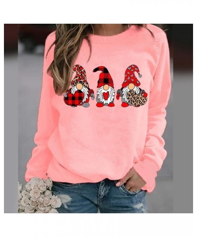 Valentine's Day Long Sleeve Shirts 2024 Women Cute Heart Graphic Tops Casual Loose Fit T-Shirts Holiday Blouses A02-pink $4.9...