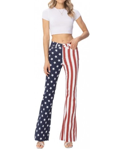 High Waist American Flag Print Flare Red, White, and Blue $32.24 Others