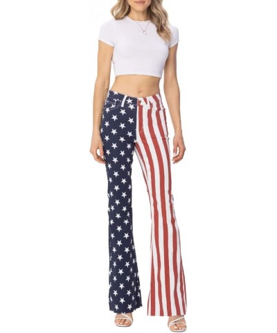 High Waist American Flag Print Flare Red, White, and Blue $32.24 Others