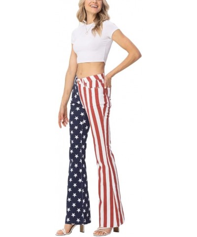 High Waist American Flag Print Flare Red, White, and Blue $32.24 Others