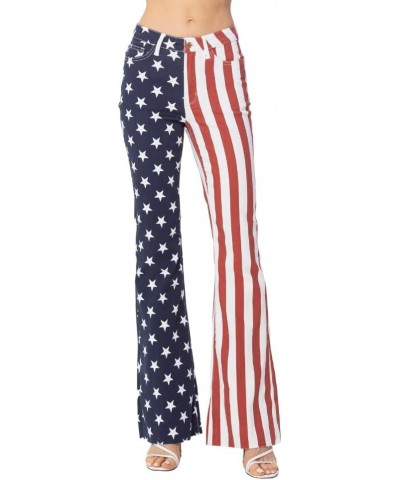 High Waist American Flag Print Flare Red, White, and Blue $32.24 Others