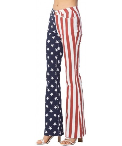 High Waist American Flag Print Flare Red, White, and Blue $32.24 Others