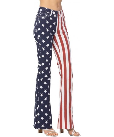 High Waist American Flag Print Flare Red, White, and Blue $32.24 Others