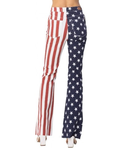 High Waist American Flag Print Flare Red, White, and Blue $32.24 Others