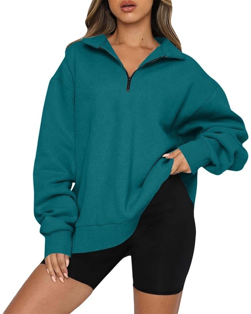 Womens Oversized Sweatshirts Hoodies Half Zip Pullover Fall Fashion Outfits 2023 Y2k Clothes Ocean Green $10.80 Hoodies & Swe...