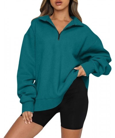 Womens Oversized Sweatshirts Hoodies Half Zip Pullover Fall Fashion Outfits 2023 Y2k Clothes Ocean Green $10.80 Hoodies & Swe...