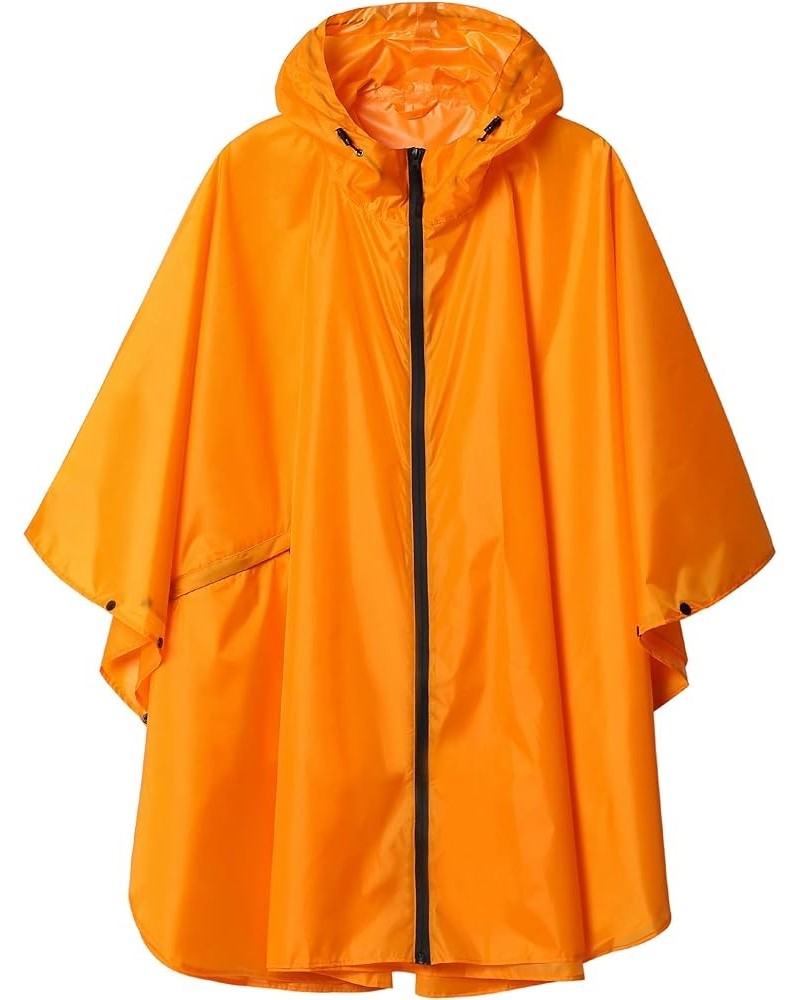 Unisex Rain Poncho Raincoat Hooded for Adults Women with Pockets Orange $13.74 Coats