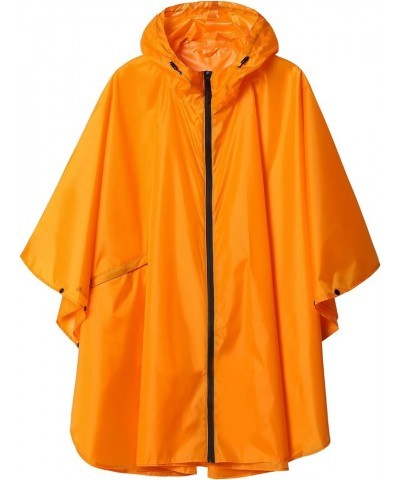 Unisex Rain Poncho Raincoat Hooded for Adults Women with Pockets Orange $13.74 Coats