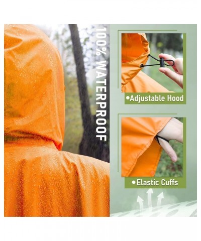 Unisex Rain Poncho Raincoat Hooded for Adults Women with Pockets Orange $13.74 Coats