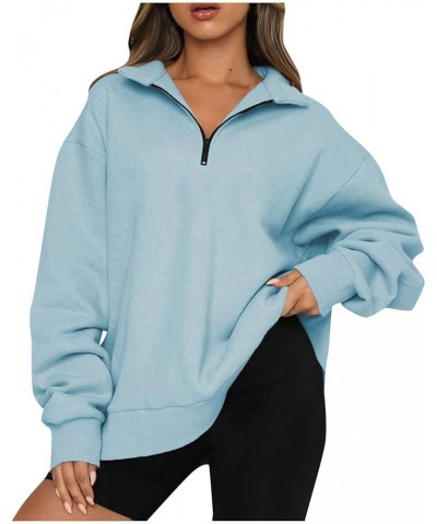 Zip Up Hoodies for Women Oversized Sweatshirt Long Sleeve Shirts Casual Plus Size Tops Fall Clothes With Thumb Hole B-sky Blu...