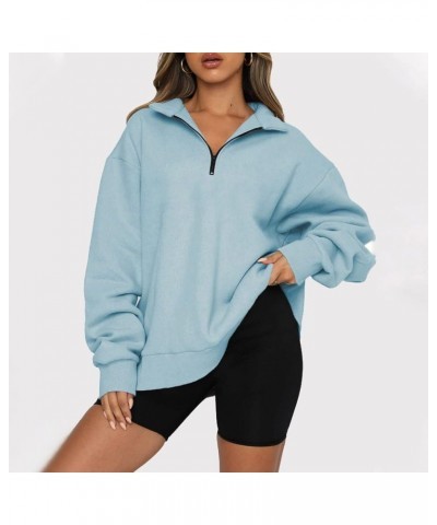 Zip Up Hoodies for Women Oversized Sweatshirt Long Sleeve Shirts Casual Plus Size Tops Fall Clothes With Thumb Hole B-sky Blu...