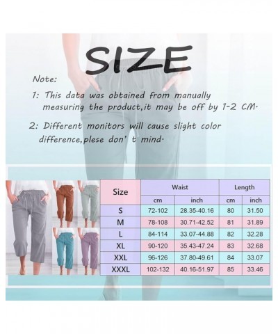 Capri Pants for Women Palazzo Lounge Pants Summer Casual Cropped Cotton Linen Comfy Baggy Trousers with Pockets F-purple $4.8...