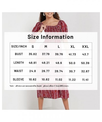 Women Stripe Printed Slit Off Shoulder Square Neckline Short Sleeve Gathered Waist Maxi Dress Green $18.80 Dresses