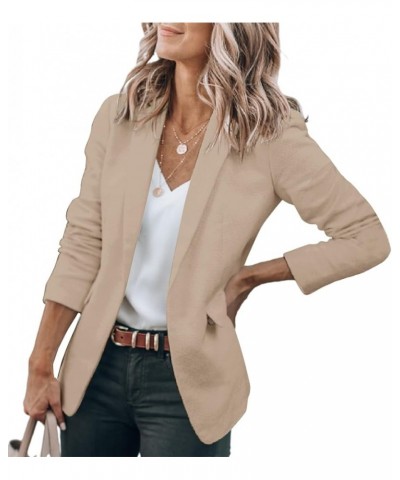 Womens Casual Blazers Open Front Long Sleeve Work Office Jackets Blazer Khaki $34.01 Blazers