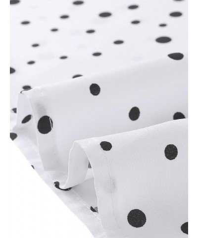 Women's Polka Dots Tie Neck Retro Vintage Contrast Peter Pan Collar Dress White $20.25 Dresses