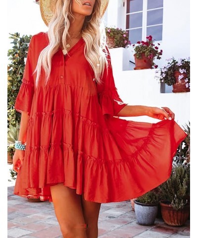 Eddoyee Swimsuits Cover Up for Women Bikini Bathing Suit Coverup Button Down Tunic Blouse Beach Shirt Dresses A-red $17.91 Sw...