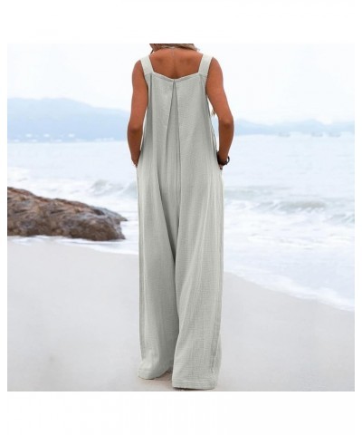 Women's Wide Leg Jumpsuits Cotton Baggy Casual Loose Overalls Solid Color Fashion Summer Comfy Rompers with Pockets A2-grey $...