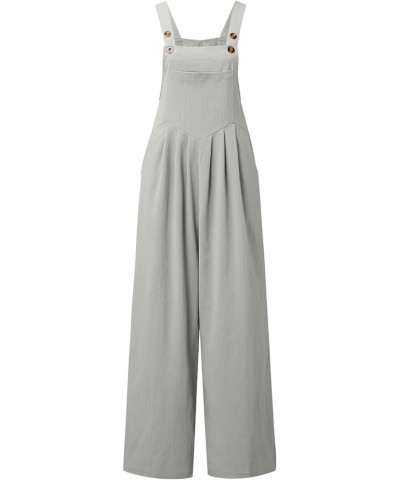 Women's Wide Leg Jumpsuits Cotton Baggy Casual Loose Overalls Solid Color Fashion Summer Comfy Rompers with Pockets A2-grey $...