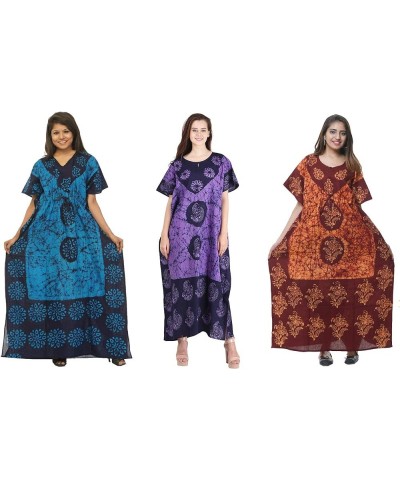 Cotton Caftan/Kaftan Combo 3 Dress Long Maxi Gown Beach Cover Up One Size Combo-119 $15.52 Swimsuits