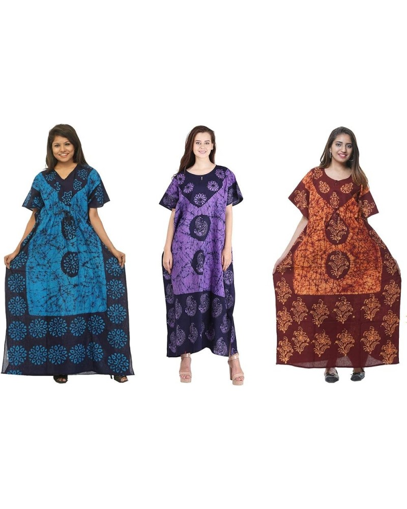 Cotton Caftan/Kaftan Combo 3 Dress Long Maxi Gown Beach Cover Up One Size Combo-119 $15.52 Swimsuits