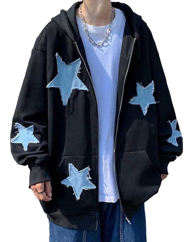 Women Oversized Zip Up Hoodie Y2k Graphic Print Hooded Long Sleeve Sweatshirt E-Girl Harajuku Aesthetic Jackets Black Star $2...