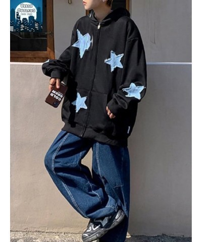 Women Oversized Zip Up Hoodie Y2k Graphic Print Hooded Long Sleeve Sweatshirt E-Girl Harajuku Aesthetic Jackets Black Star $2...