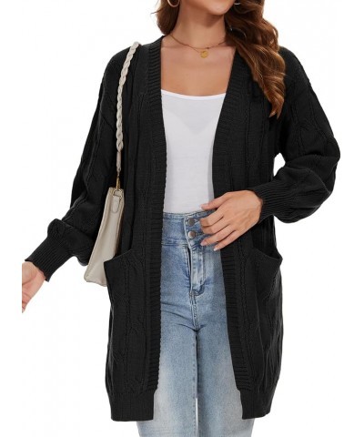 Women's Causal Long Sleeve Cardigan Button Up Knit Oversize Chunky Sweater with Pockets Black Cardigan Sweaters $30.59 Sweaters