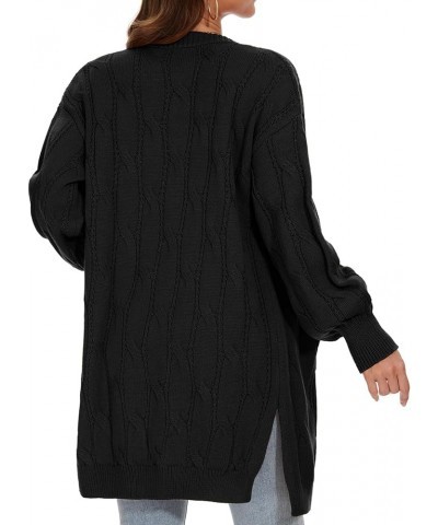 Women's Causal Long Sleeve Cardigan Button Up Knit Oversize Chunky Sweater with Pockets Black Cardigan Sweaters $30.59 Sweaters