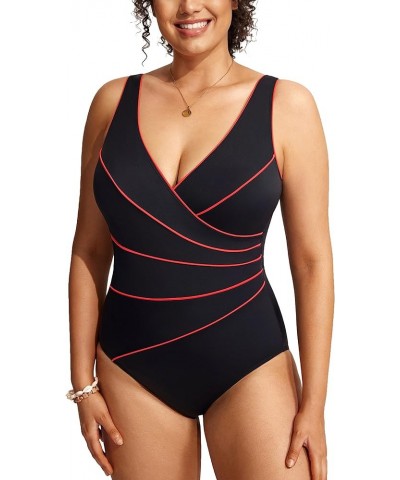 Women's Slimming Swimwear One Piece Piped Swimsuit Plus Size Bathing Suit Multi Color 36 $18.06 Swimsuits