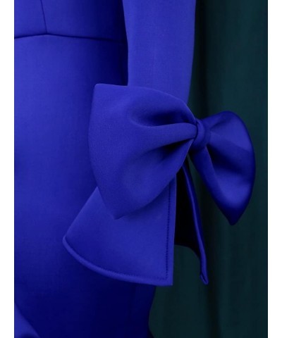 Women's Bodycon V Neck Hollow Out Bowtie Dress Wedding Bridesmaid Evening Party Dresses Mermaid Ruffled Gown Blue $19.20 Dresses