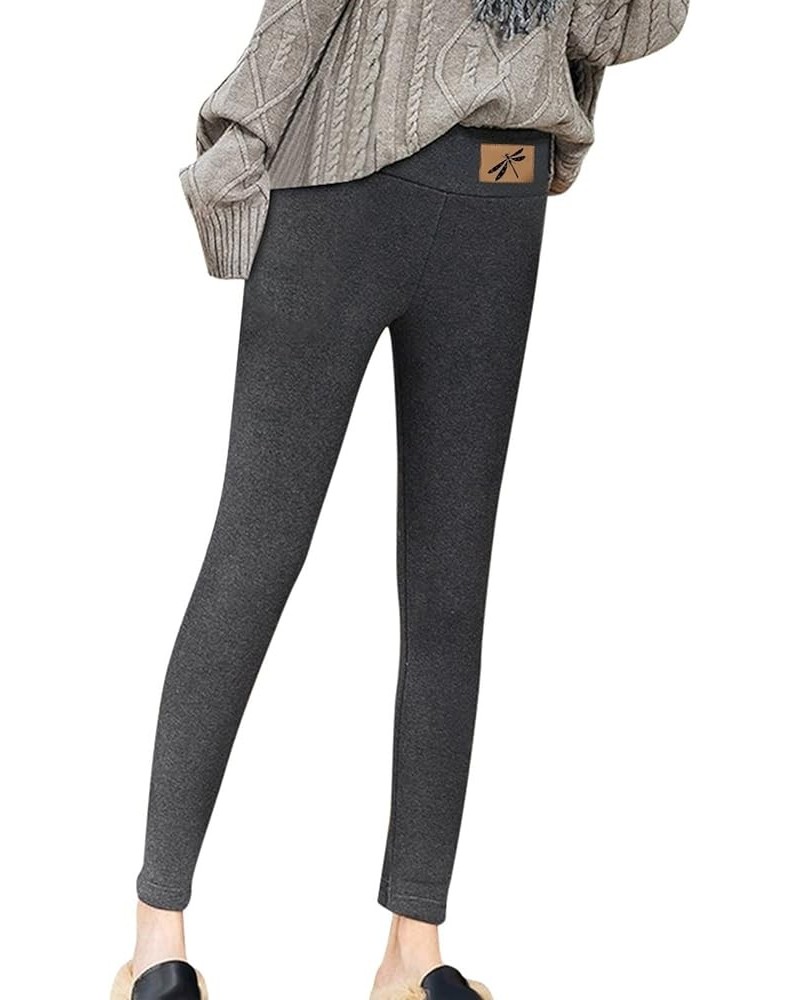 Fleece Lined Leggings Women Winter Warm Sherpa Lined Leggings Cold Weather Fuzzy Thermal Pants Thick Tights 2023 G01-dark Gra...