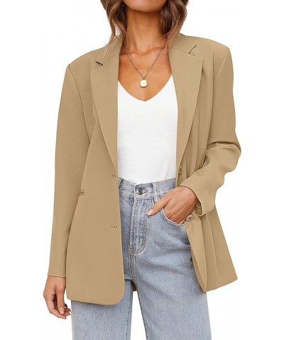 Women's 2024 Fall Casual Blazers Long Sleeve Lapel Open Front Button Work Blazer Jackets with Pockets Khaki $34.21 Blazers